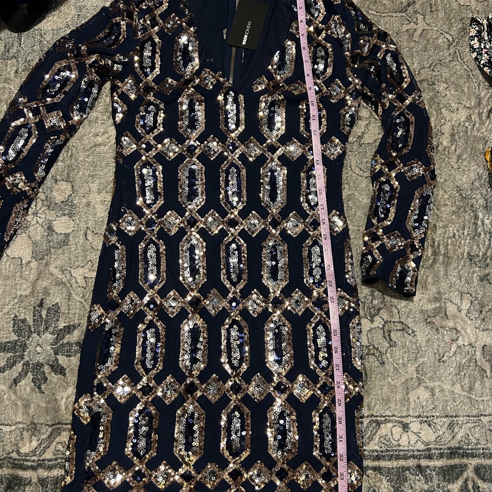 Fashion Nova Navy and Gold Long Sleeve Dress - Picture 7 of 7